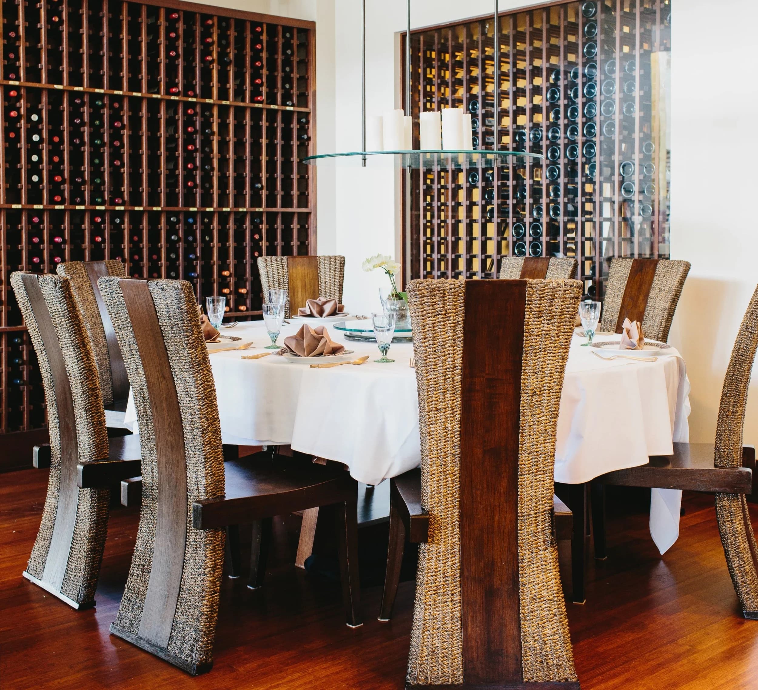 Private dining room set for a group dinner at Nan Thai Fine Dining in Midtown Atlanta